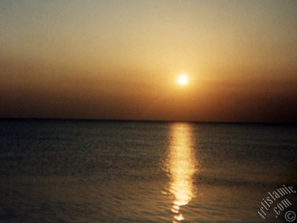 View of sunset at Guzelce shore in Istanbul city of Turkey.
